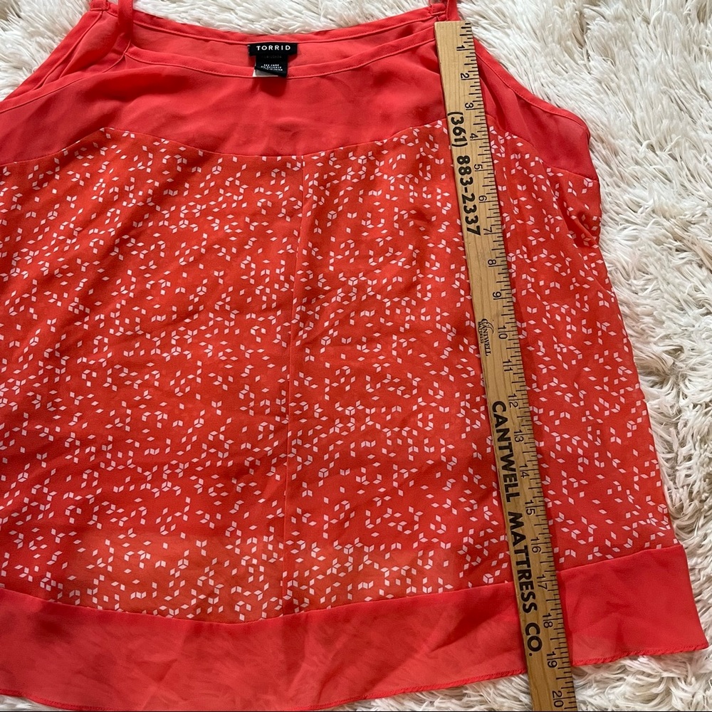 TORRID SIZE 1X CORAL DIAMOND PRINT CHIFFON TANK TOP Cami Top - Picture 11 of 11